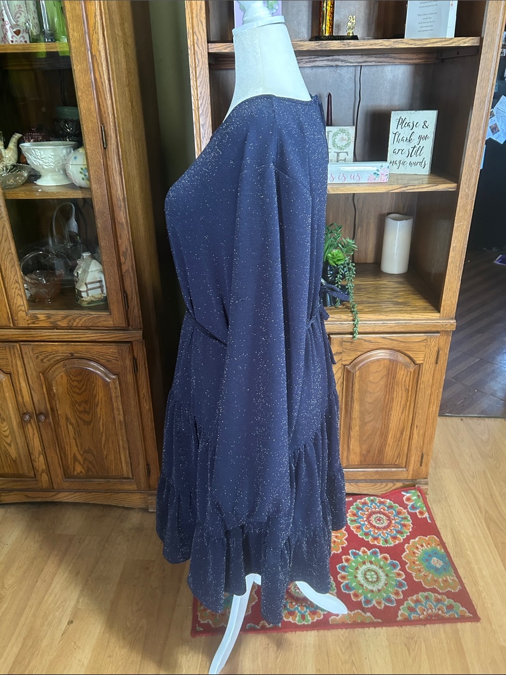 Maurice’s Sparkle Blue Tiered Long-Sleeve Dress Size 3X - Picture 6 of 11